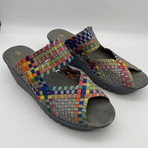 Bernie Mev Sandals Size 9 US 40 EU Wedge Rainbow Woven Womens Colorful Shoes‎